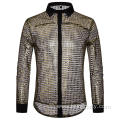 Mens Shiny Nightclub Party Sequins Shirt